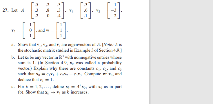 .3 27. Let A = O bo is .6 VO = -3 2 V = 0 , and w