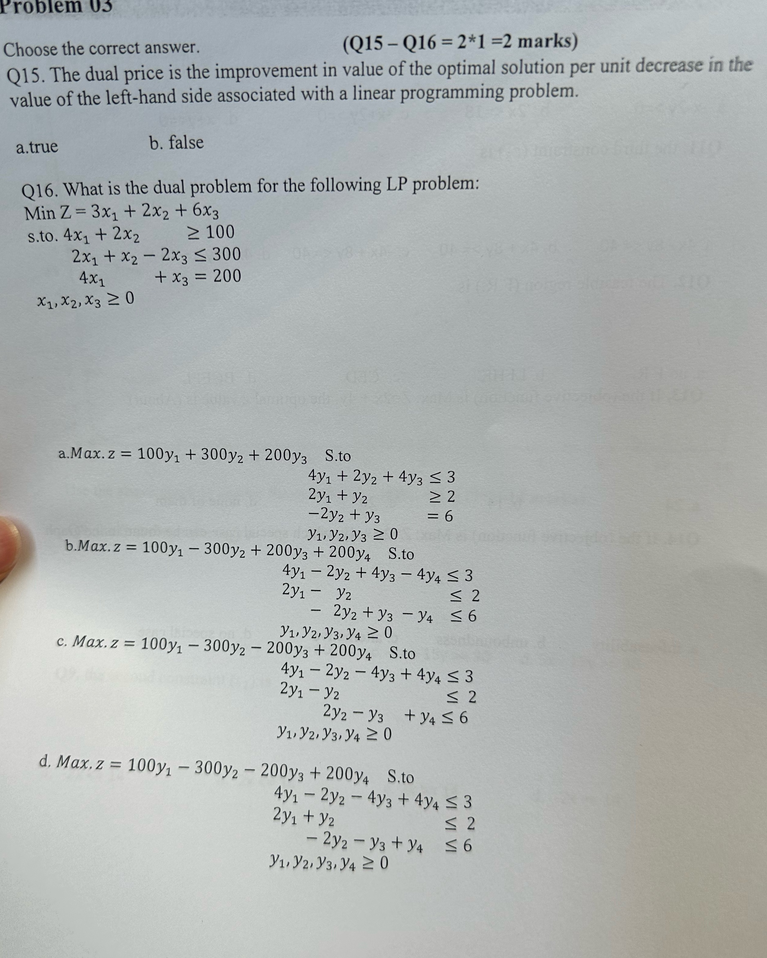 It's operation research. I need the answers