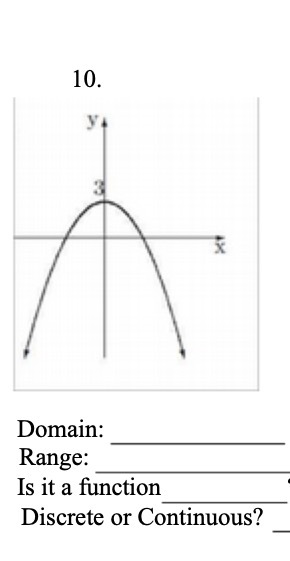 10. V X Domain: Range: Is it a function Discrete