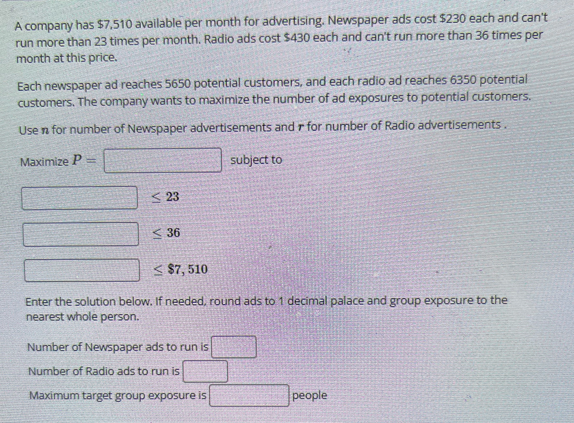 A company has $7,510 available per month for
