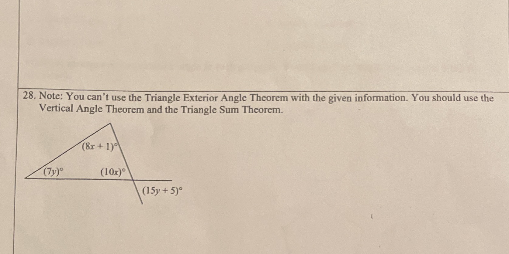 28. Note: You can't use the Triangle