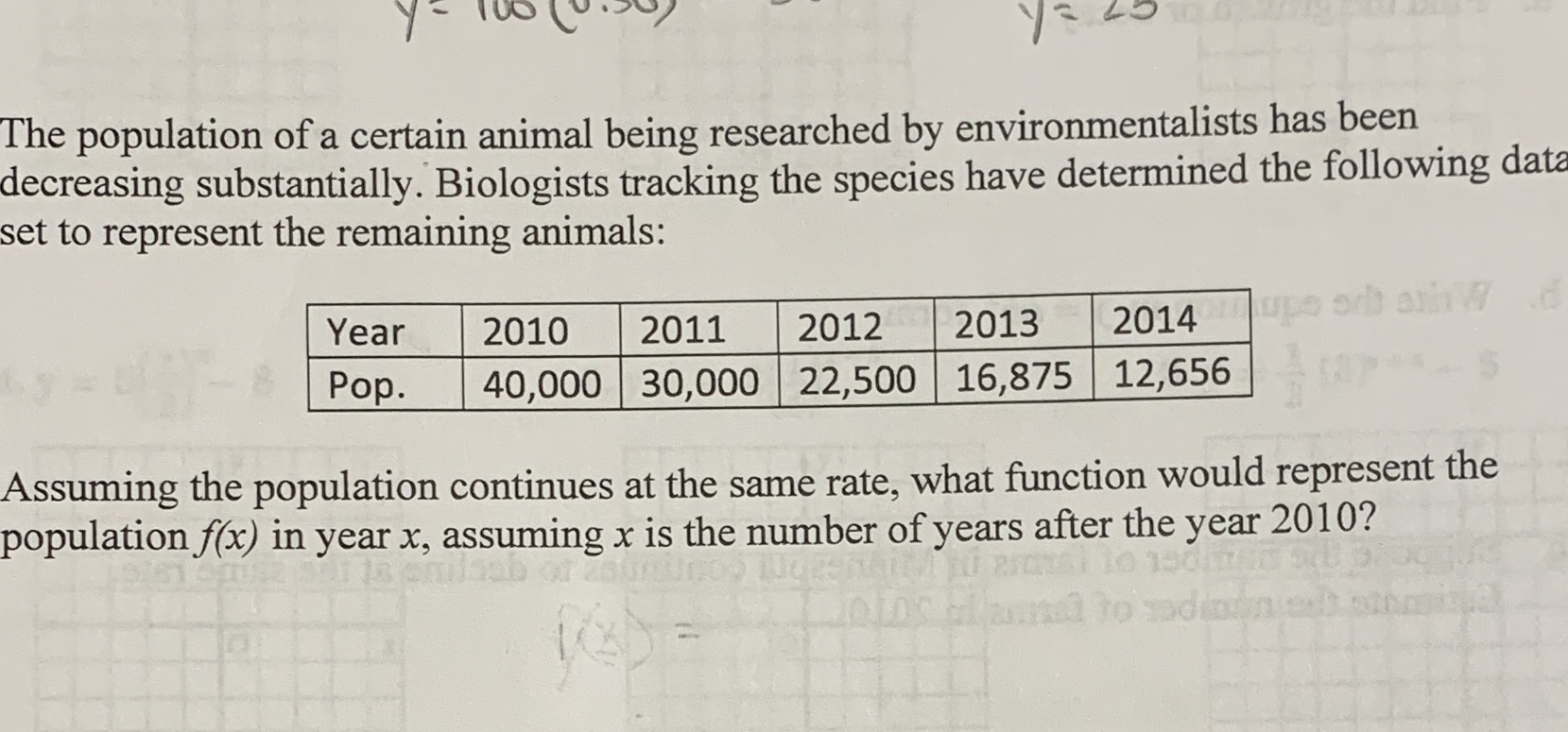 The population of a certain animal being