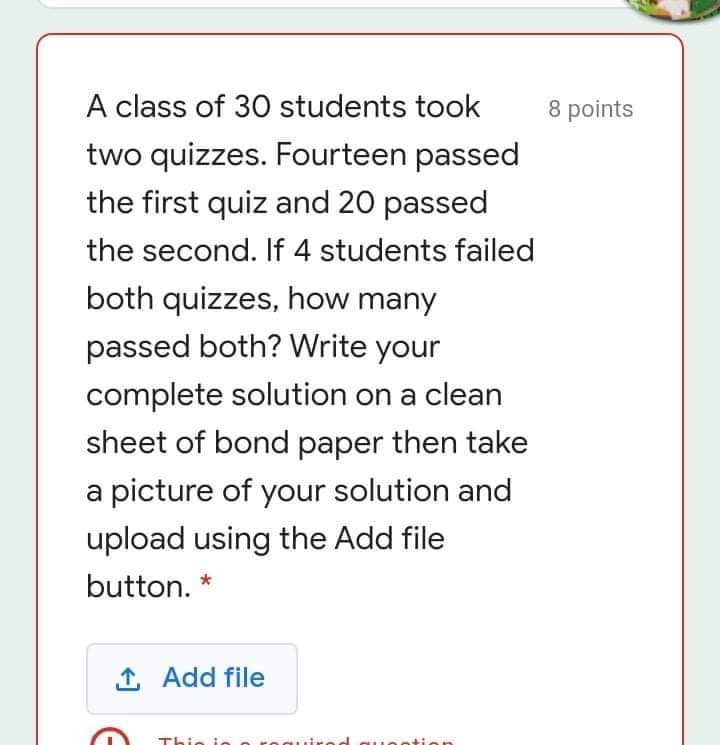 Help me please, thank you. A class of 30 students
