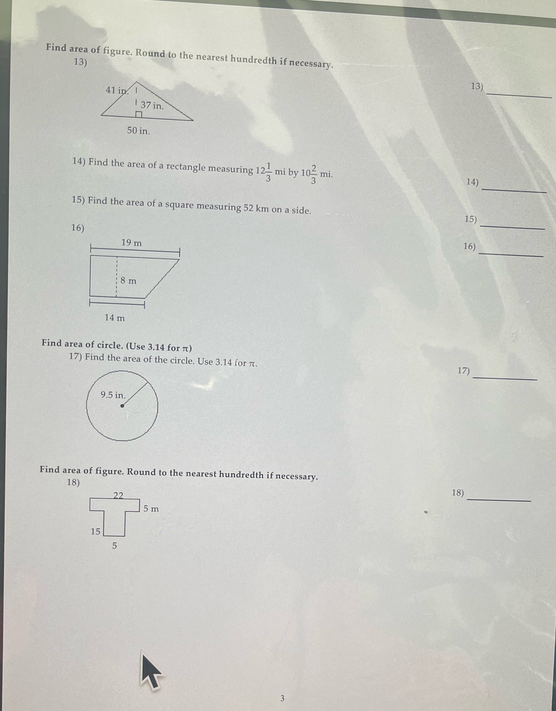 Find area of figure. Round to the nearest