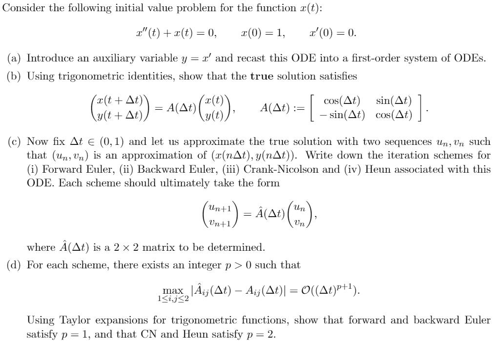 Consider the following initial value problem for