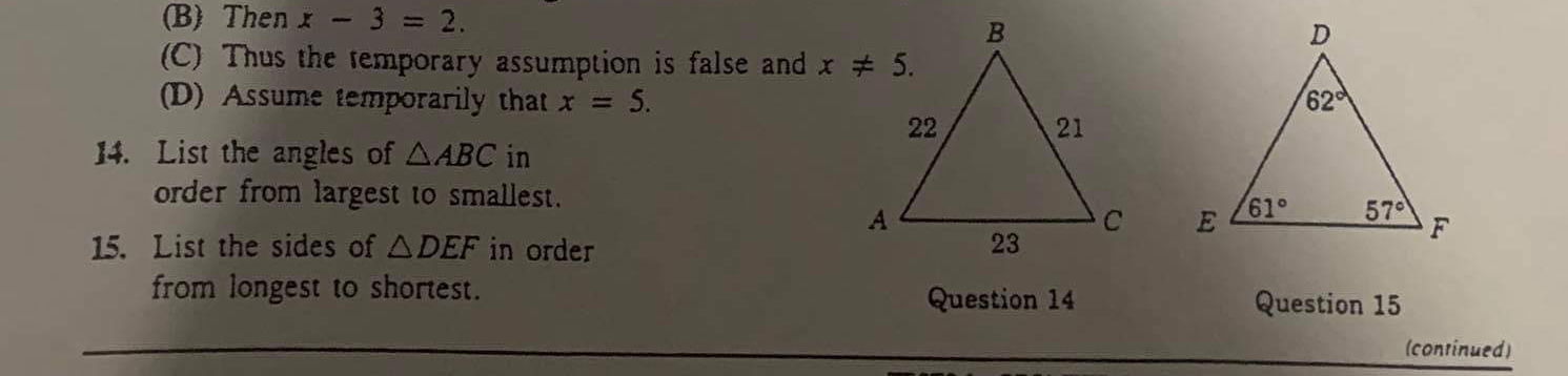 (B) Then x - 3 = 2. B D (C) Thus the temporary