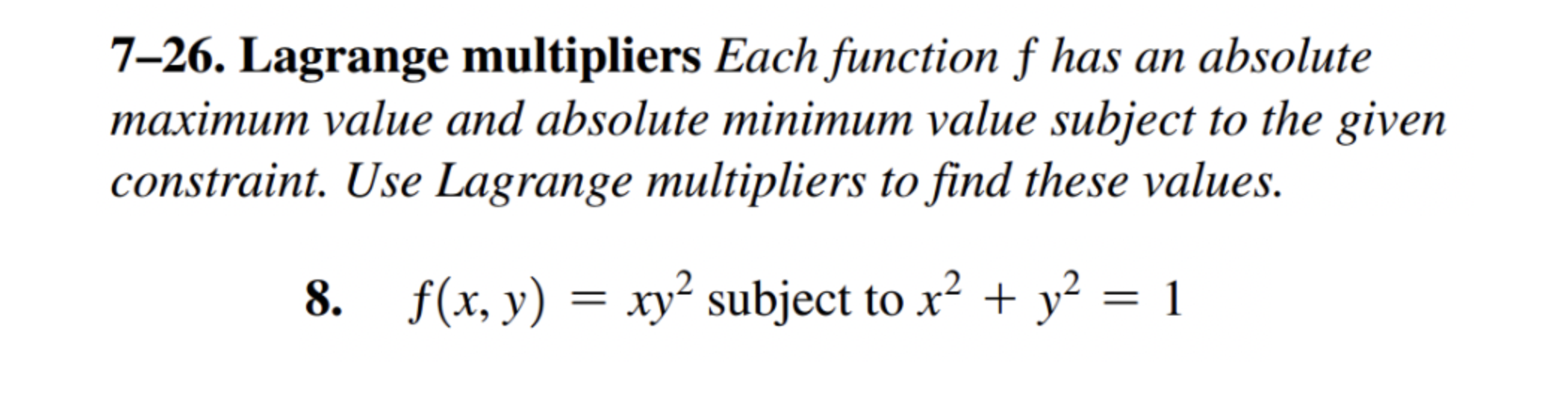 726. Lagrange multipliers Each function f has an