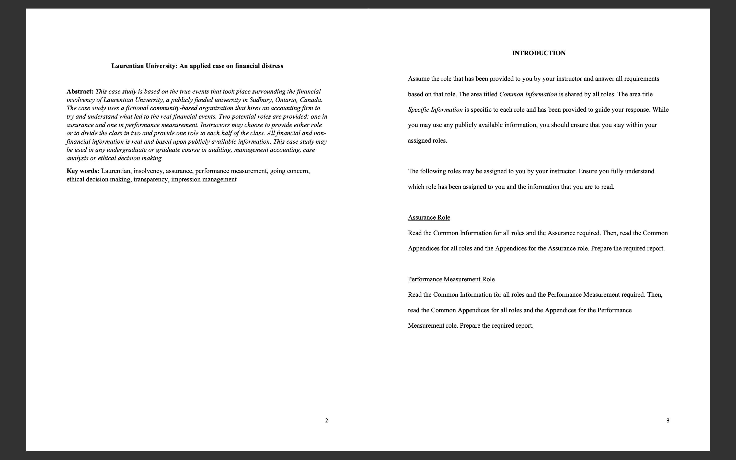 financial case study INTRODUCTION Laurentian