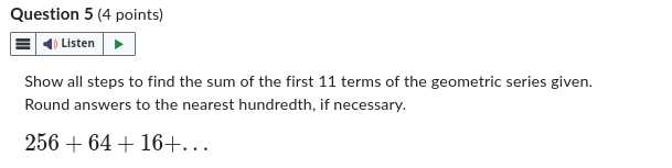 Question 4 (4 points) i Listen Show ALL steps to