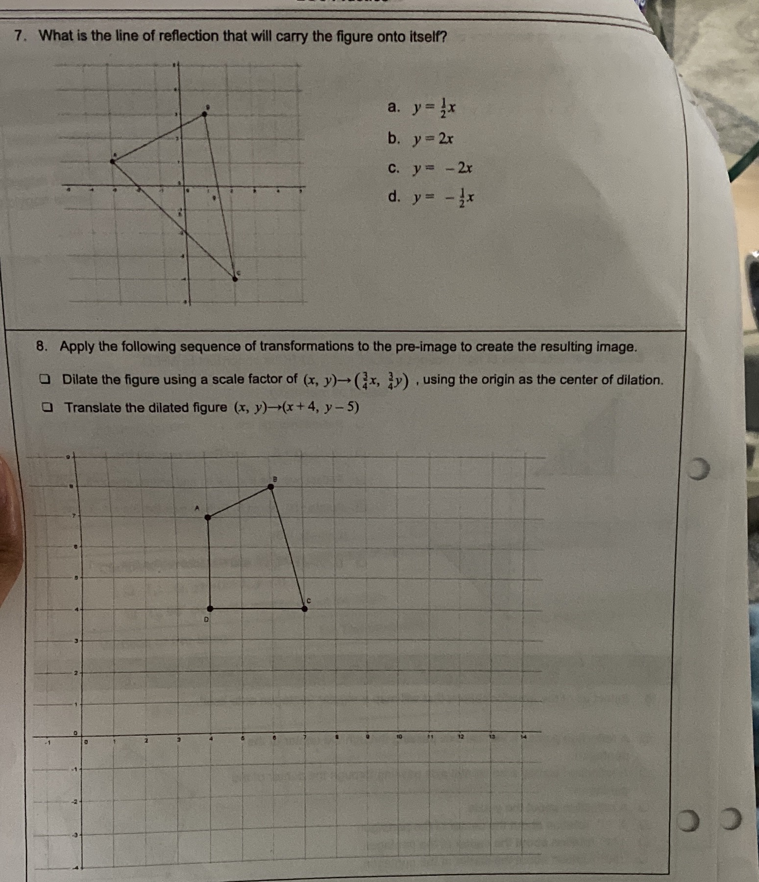7. What is the line of reflection that will carry