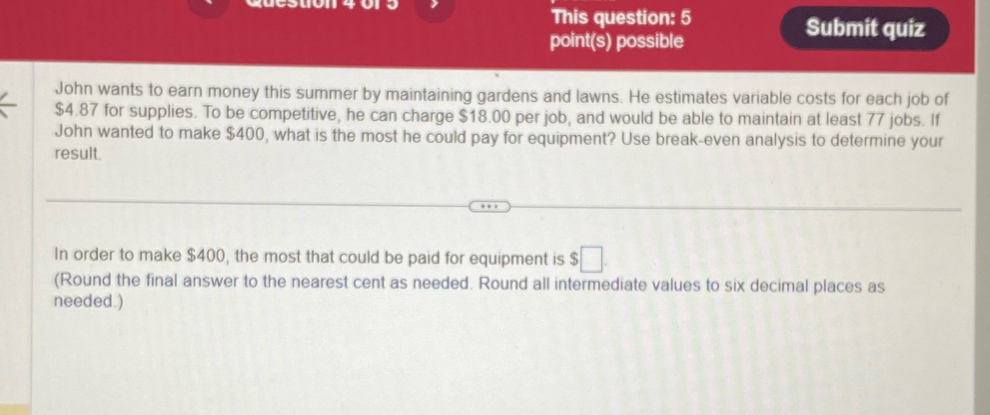 Marh On 4 015 This question: 5 point(s) possible