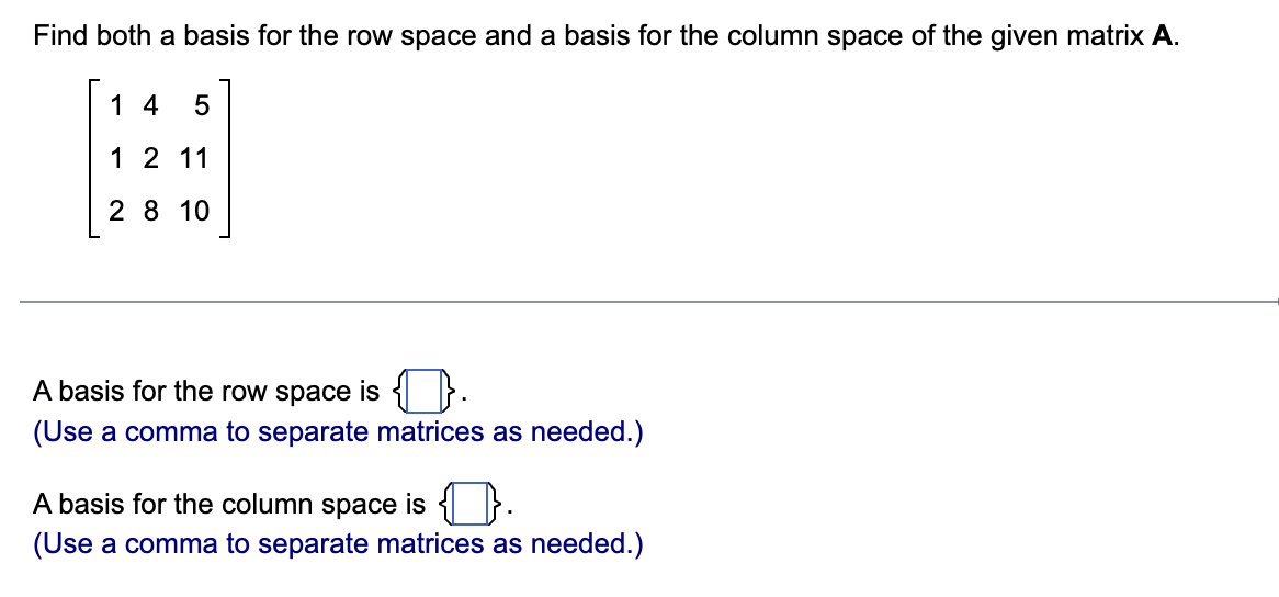 1. Determine whether or not the given vectors in