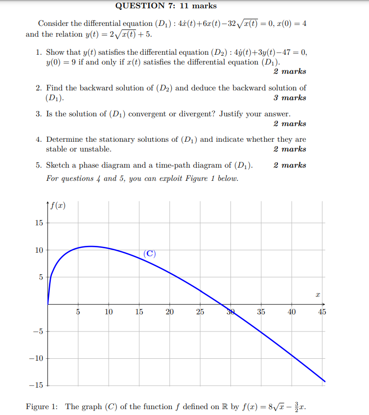 QUESTION 7: 11 marks Consider the differential