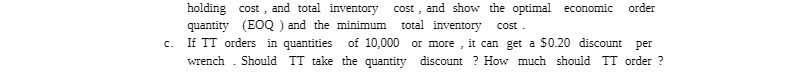 holding cost , and total inventory cost , and