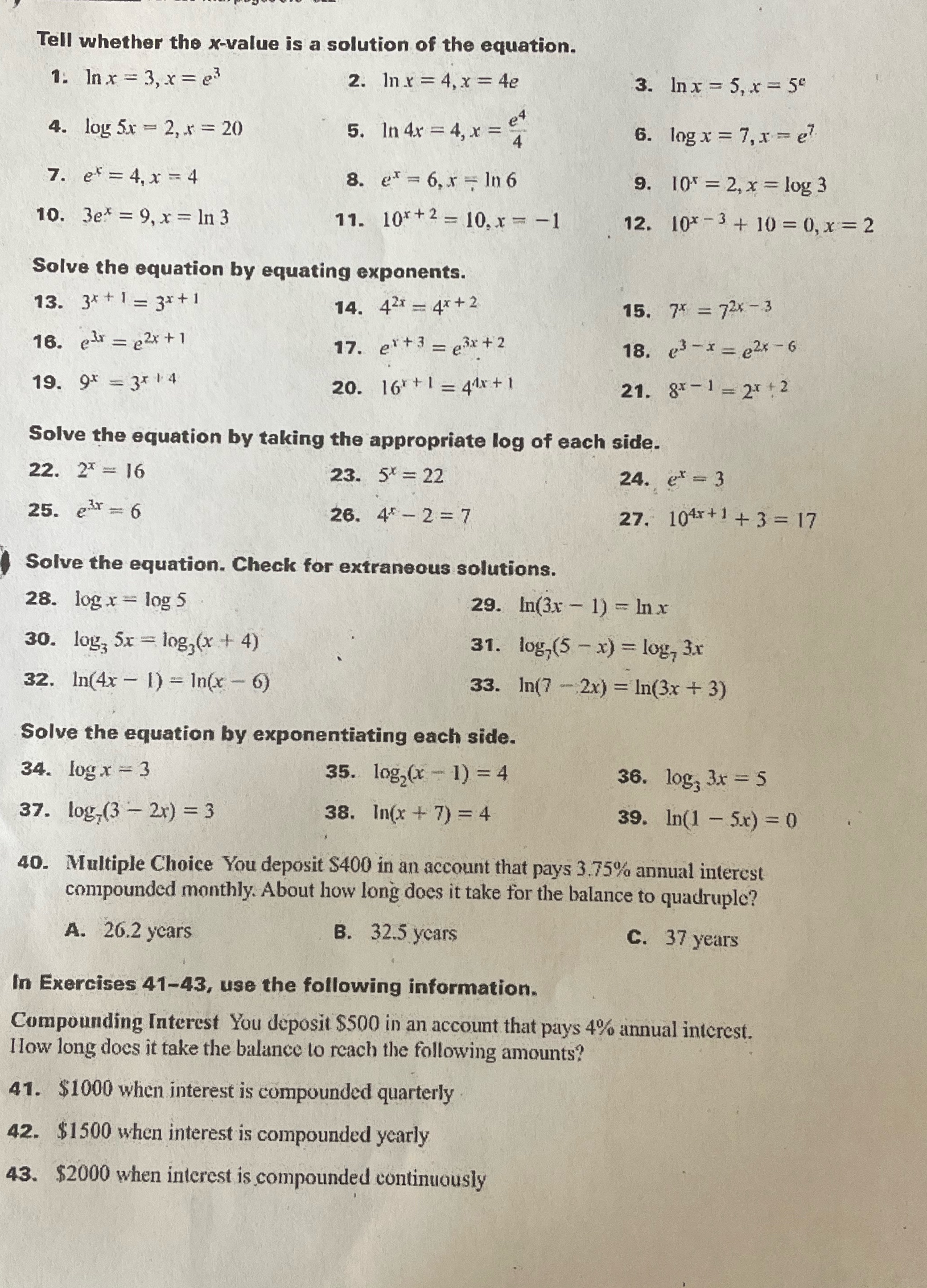 Tell whether the x-value is a solution of the
