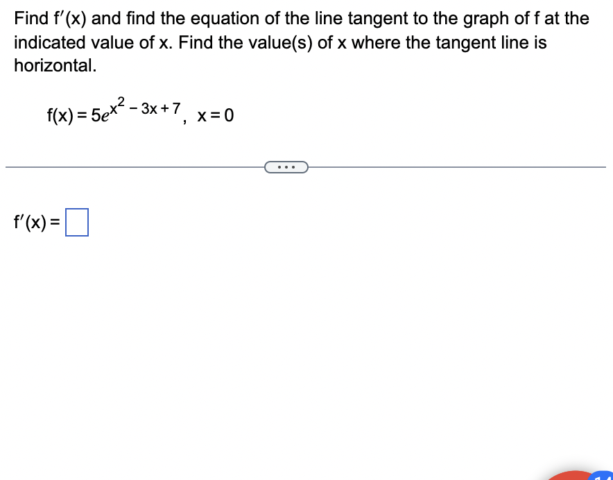 Find f'(x) and nd the equation of the line