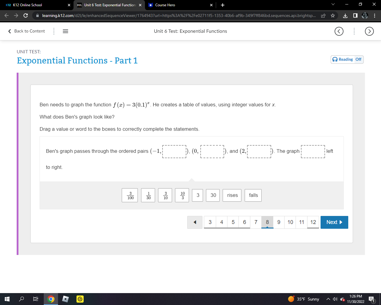 K12 K12 Online School D2L Unit 6 Test: