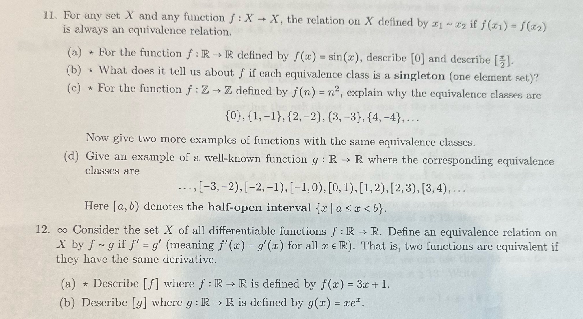 11. For any set X and any function f : X - X, the