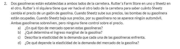 2. Dos gasolineras estan establecidas a ambos