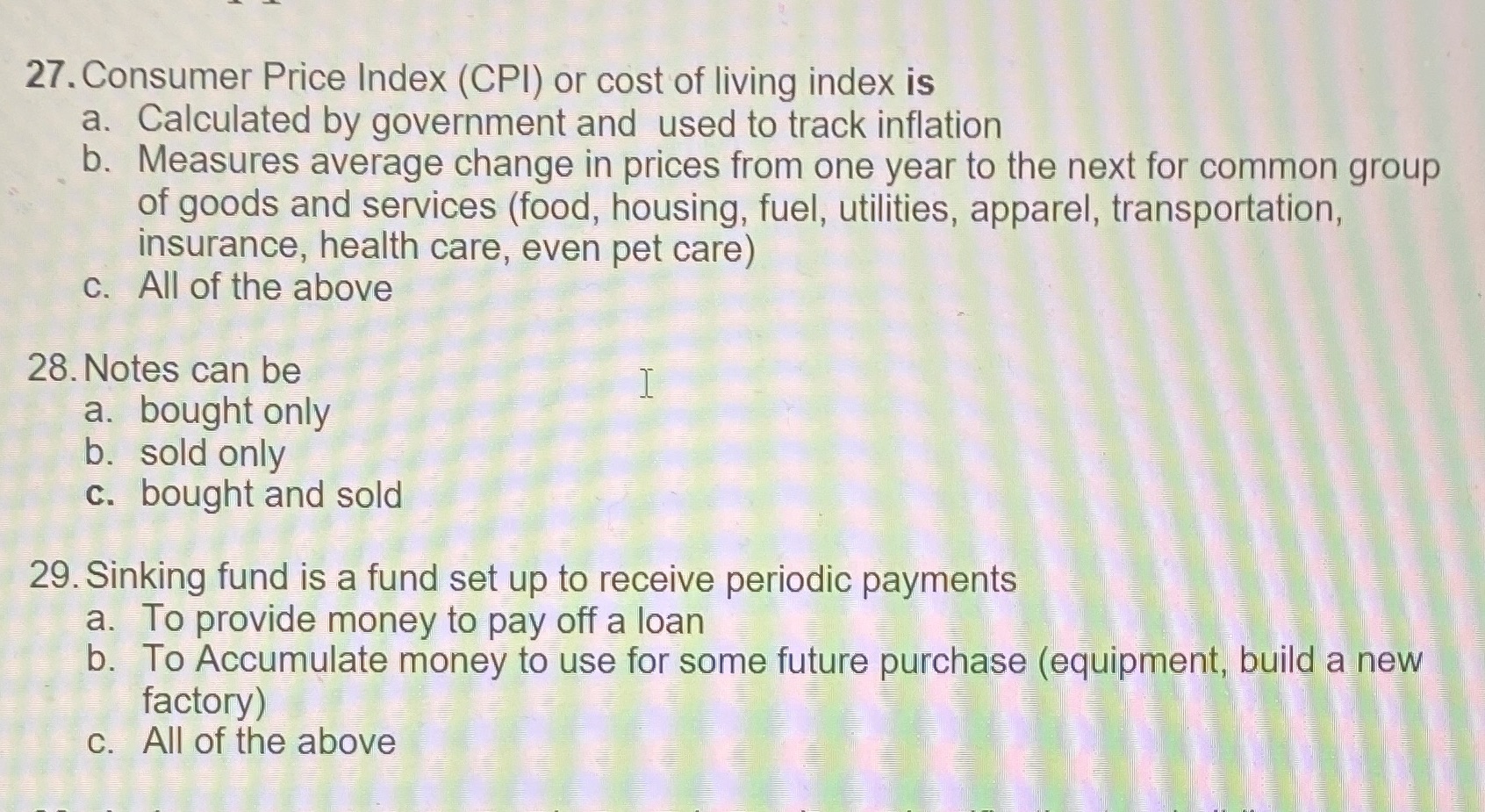 Please help with 27-29 27. Consumer Price Index