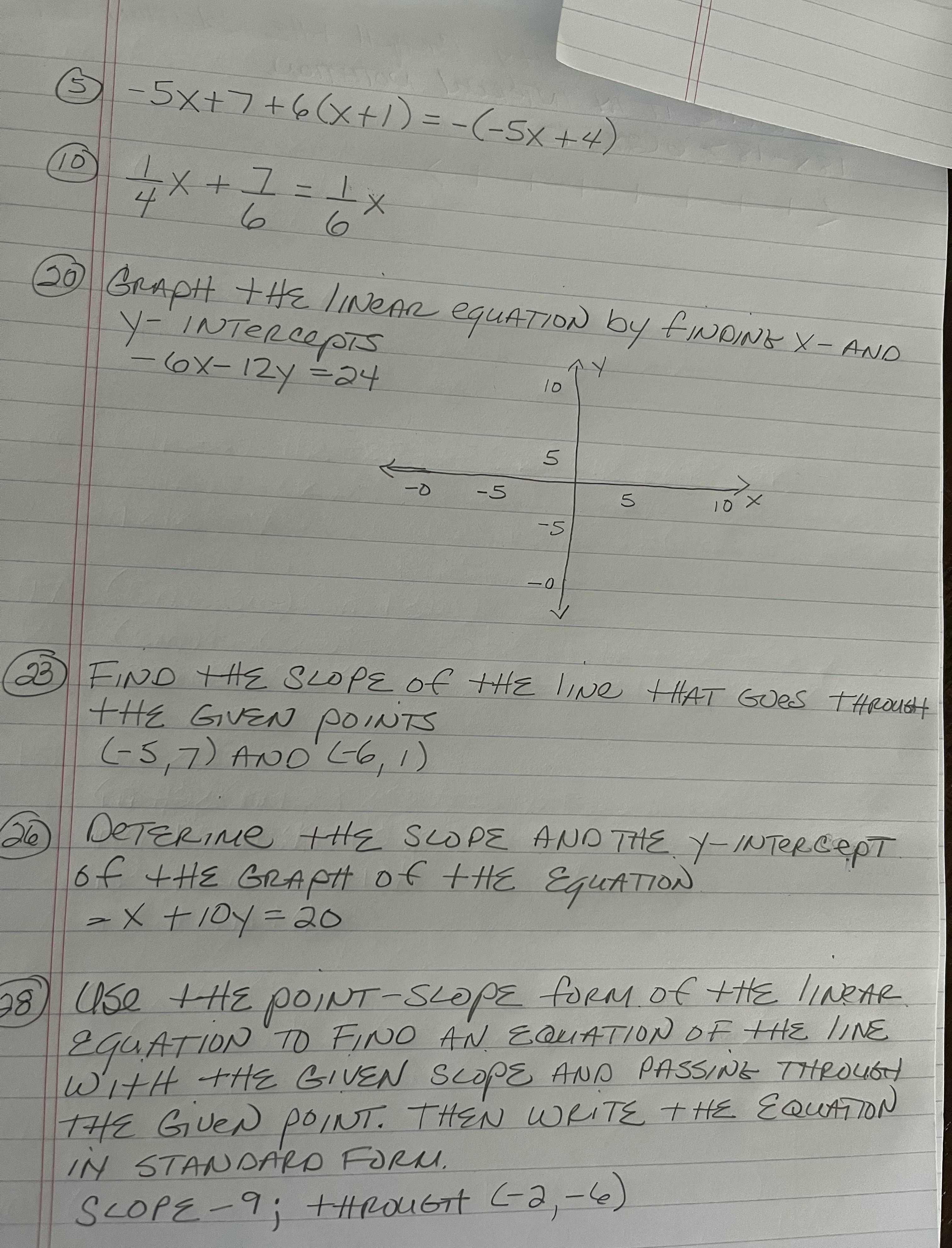 Please show all work. 5 -5x+7+6(x+1 ) =-(-5x+4) 4