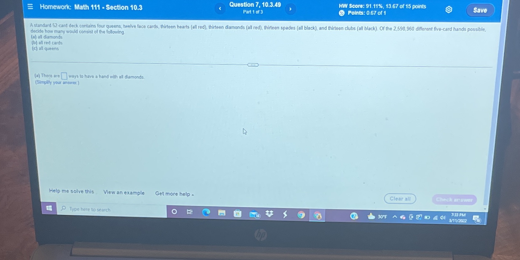 Homework: Math 111 - Section 10.3 Question 7,