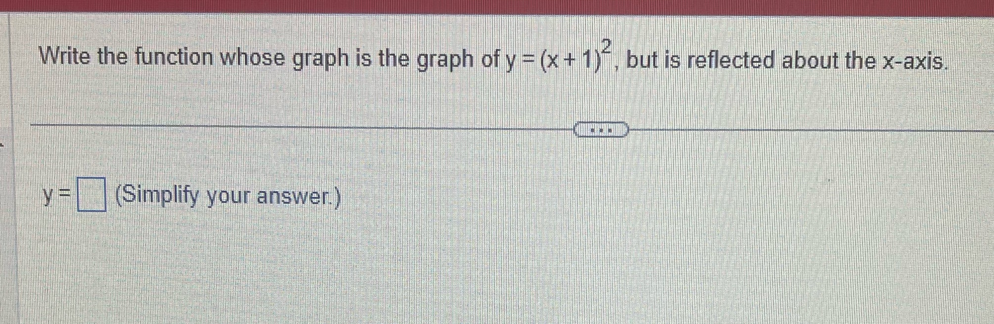 Write the function whose graph is the graph of y