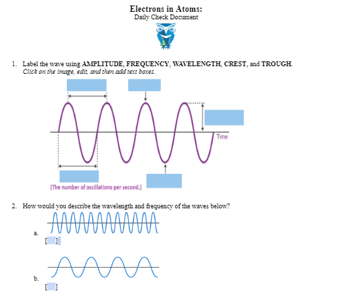 Electrons in Atoms: Daily Check Document 1. Label