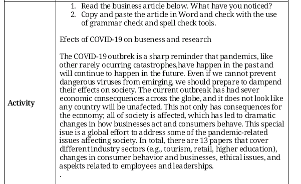 1. Read the business article below. What have you