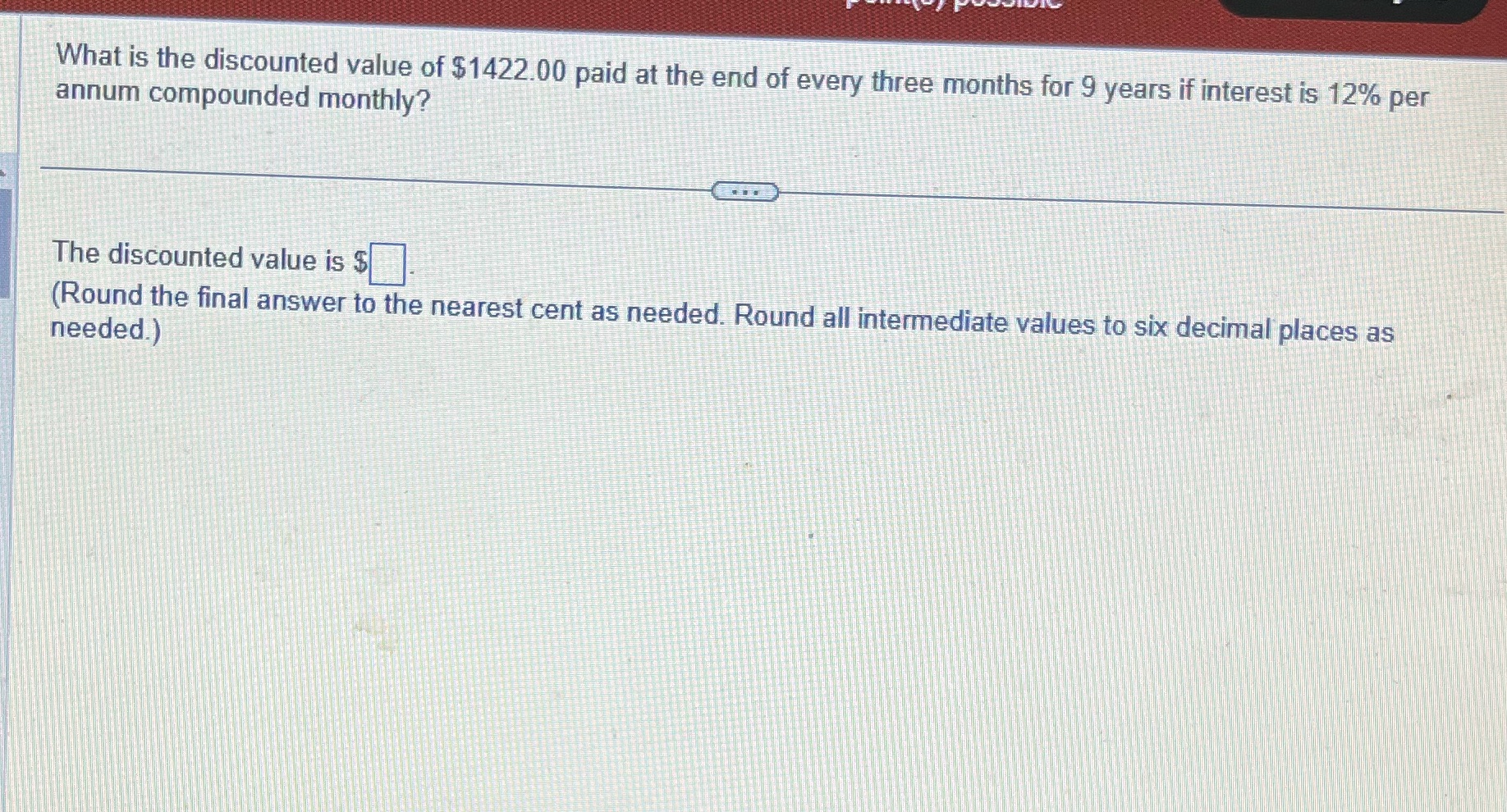 What is the discounted value of $1422.00 paid at