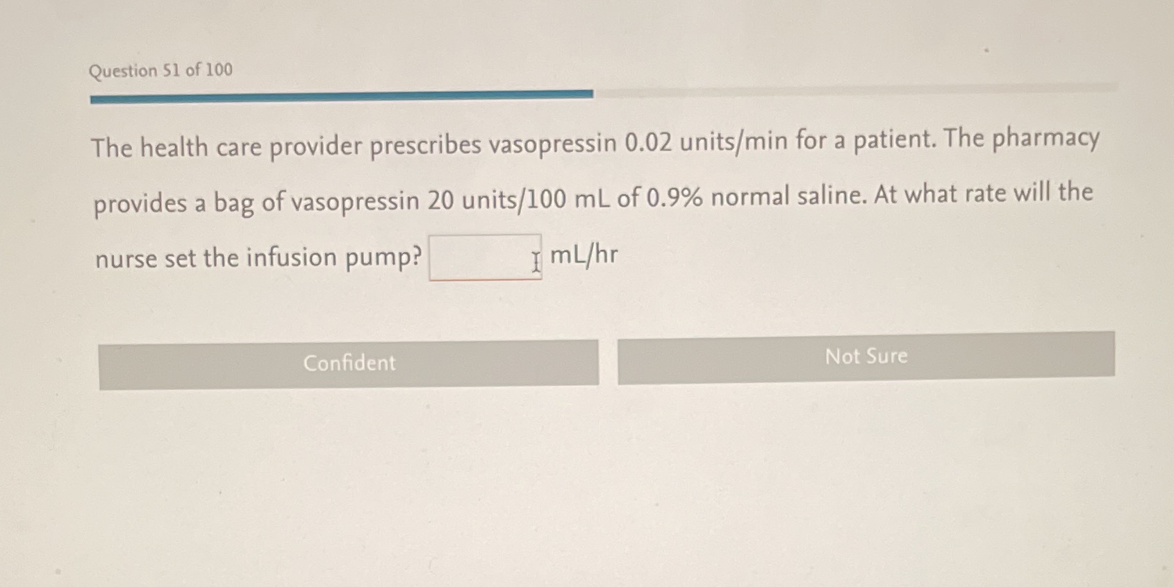 Question 51 of 100 The health care provider