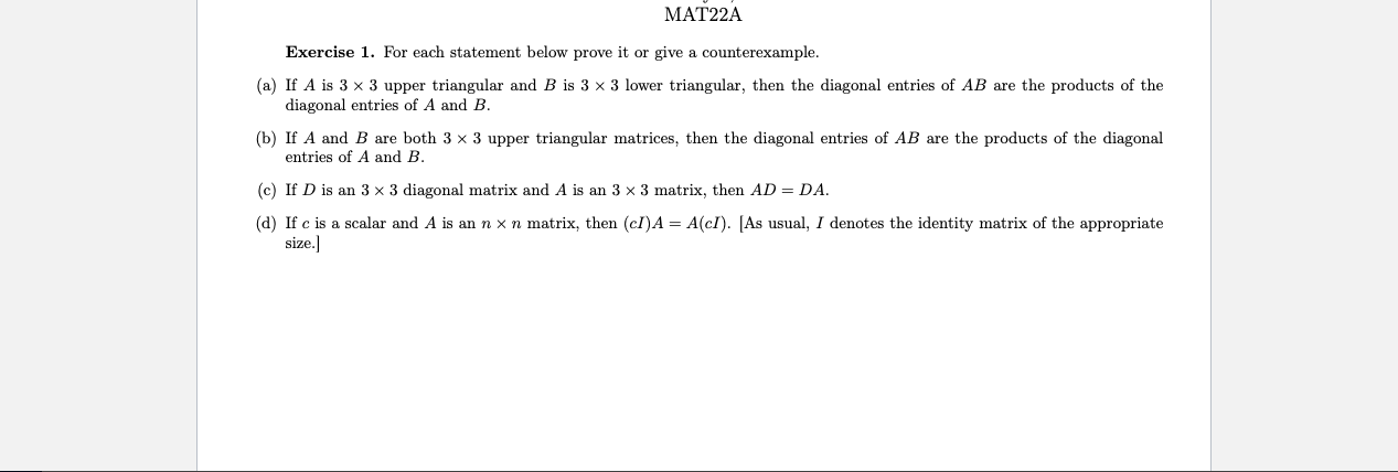 Can you help solve this please MAT22A Exercise 1.