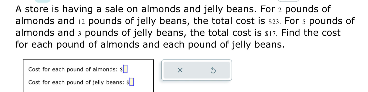 A store is having a sale on almonds and jelly