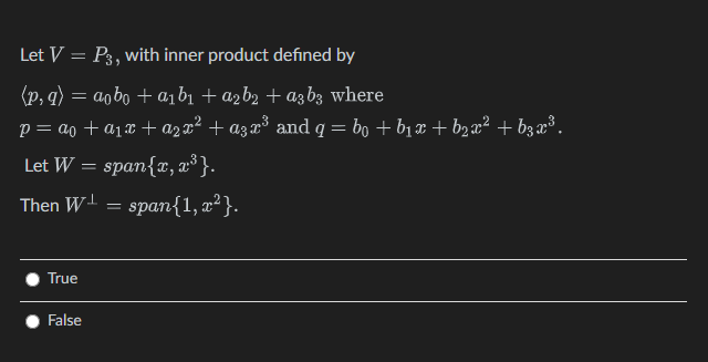 \fLet V = P3, with inner product defined by (p,