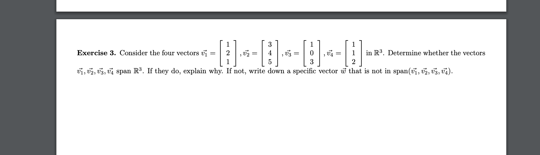 Can you help me with this question? Exercise 3.