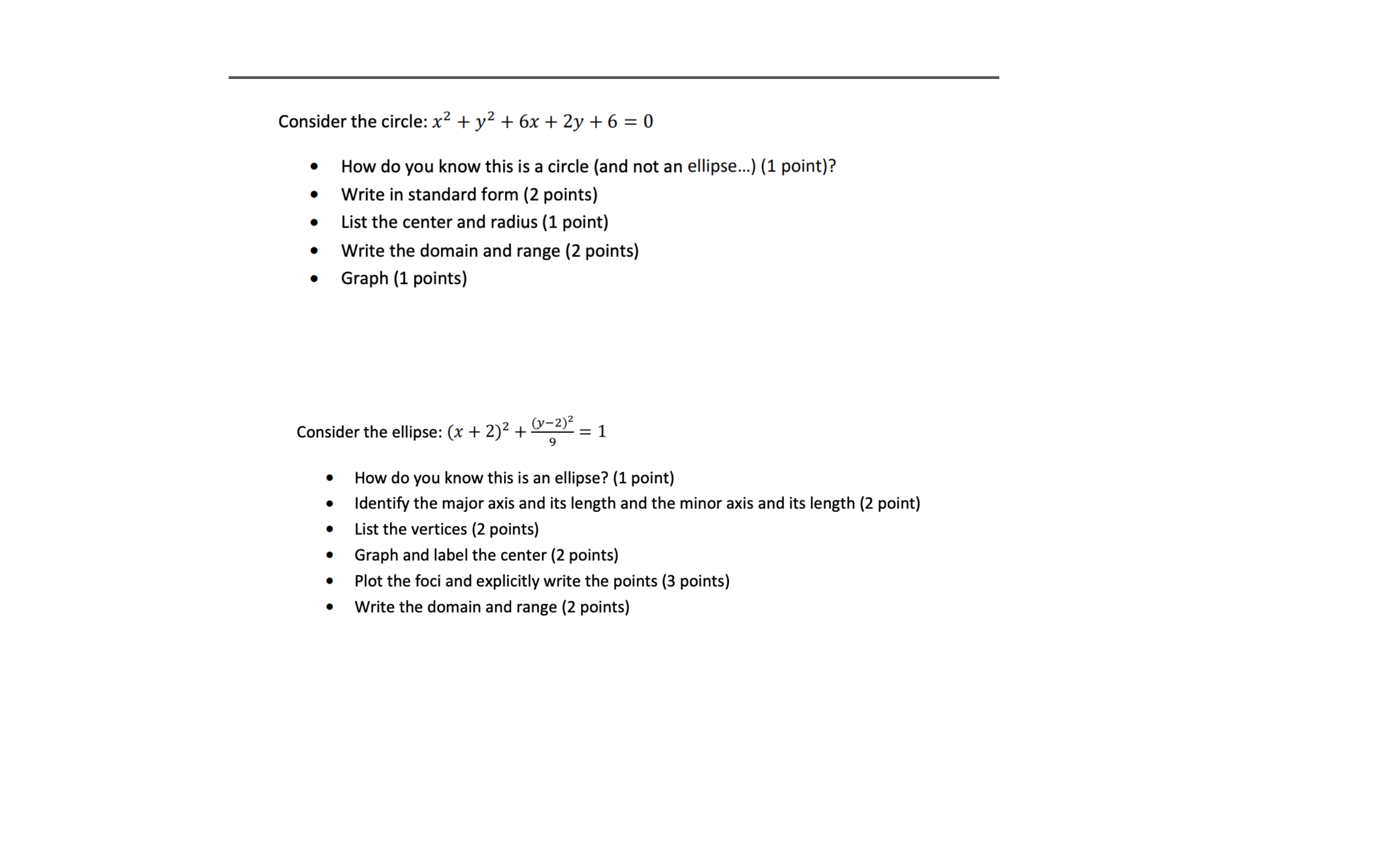 Consider the circle: x2 + y2 + 6x + 2y + 6 = 0 0