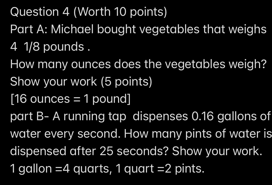 Question 4 (Worth 10 points) Part A: Michael