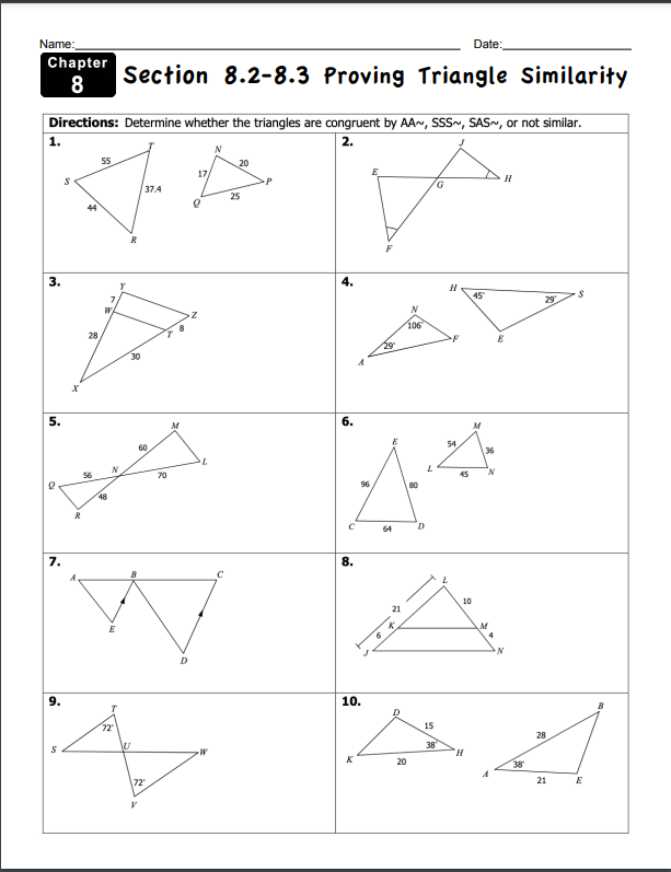 Name: Date: Chapter 8 Section 8.2-8.3 Proving