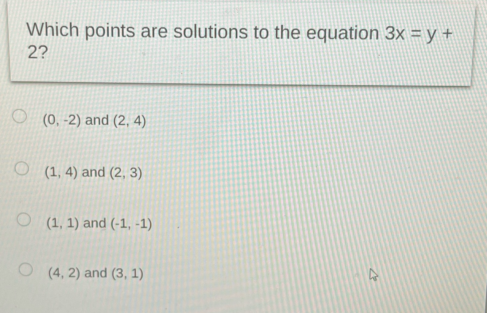 Which points are solutions to the equation 3x = y