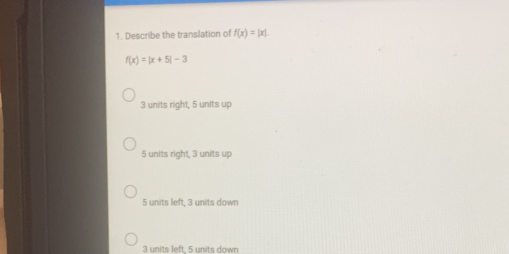 1. Describe the translation of f(x) = [x]. f(x) =