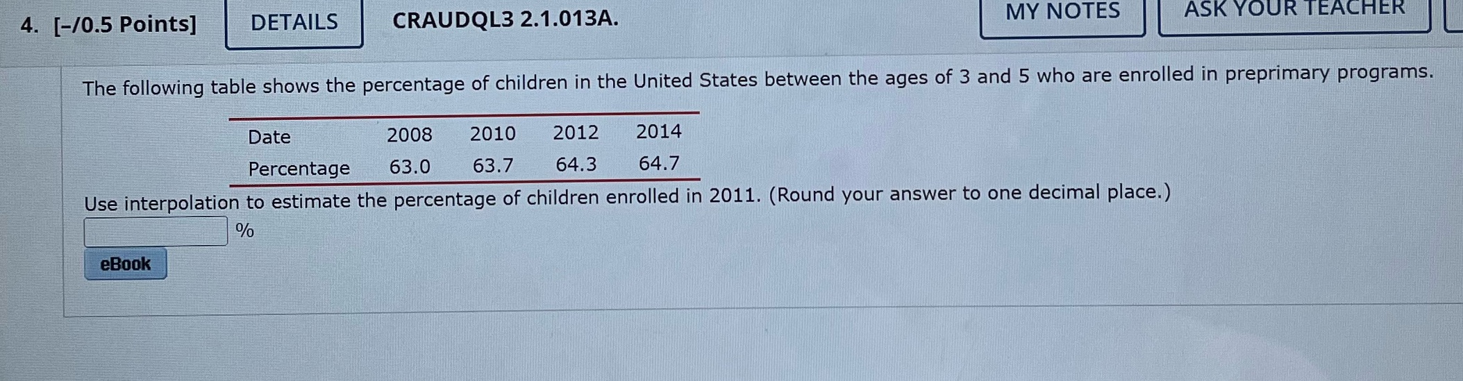 4. [-/0.5 Points] DETAILS CRAUDQL3 2.1.013A. MY