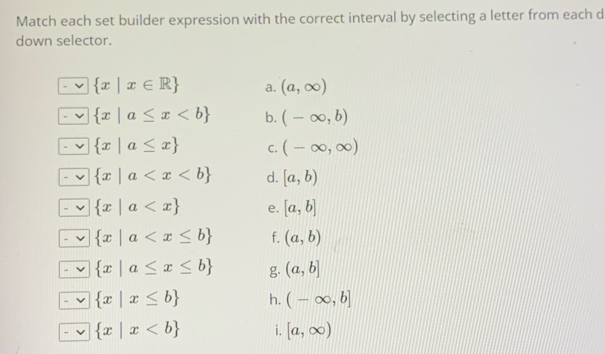 5 Match each set builder expression with the