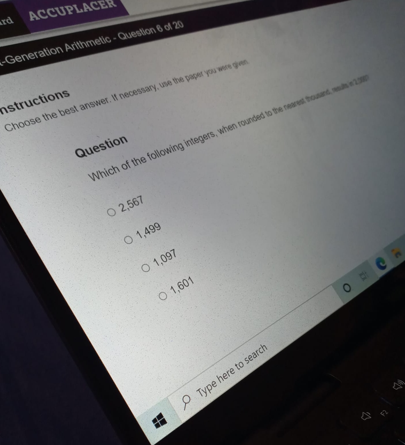rd ACCUPLACER -Generation Arithmetic - Question 6