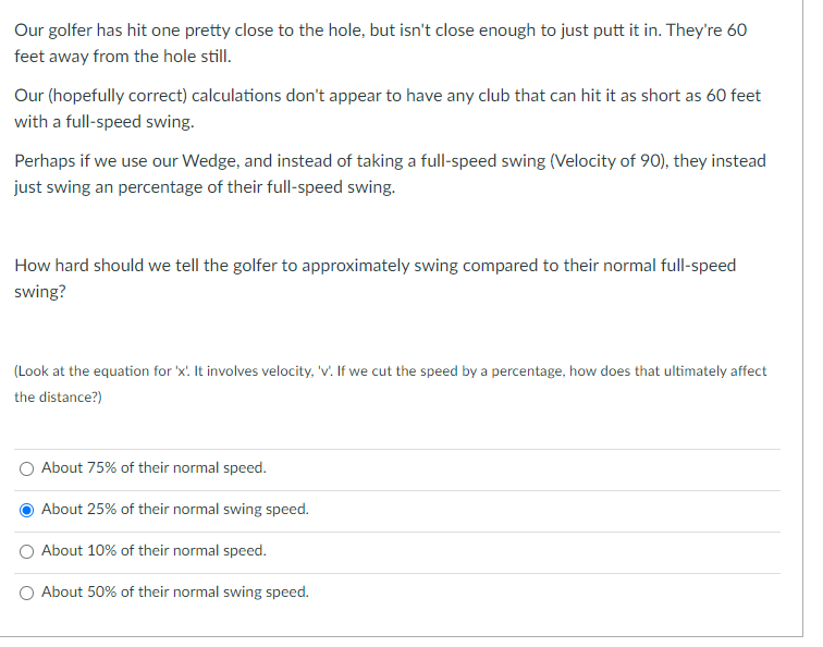 Our golfer has hit one pretty close to the hole.