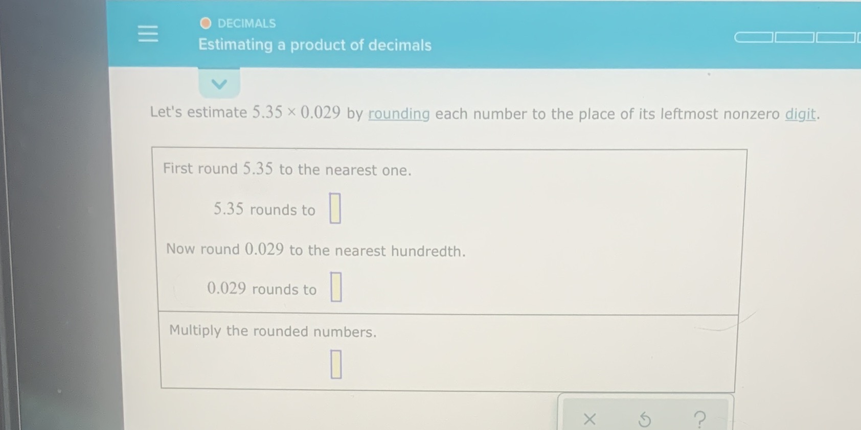O w-H':-'~,':.\\l:'-, Estimating a product of