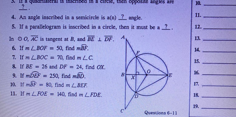 S. II a quadrilateral is inscribed in a circle,