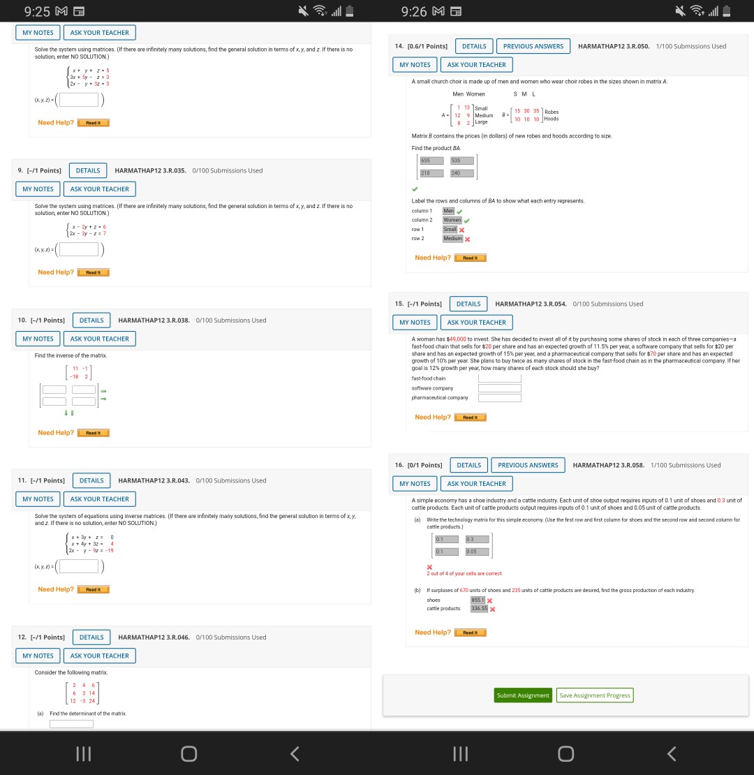 9:25 MB 9:26 MB MY NOTES ASK YOUR TEACHER Solve