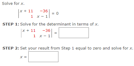 Salve for x. 'x+ 11 36 H 1 xl STEP 1: Solve fer