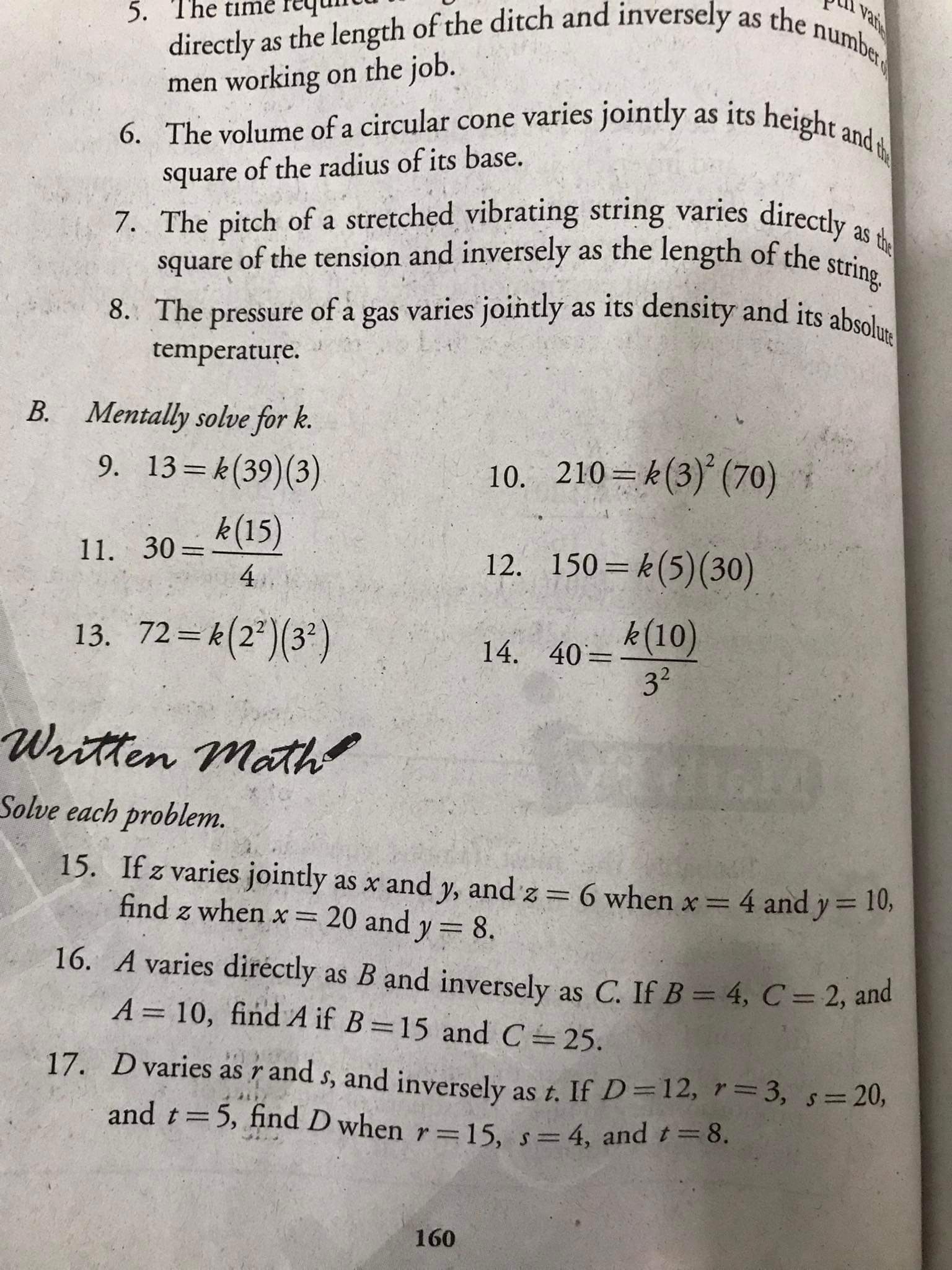 Lesson: SOLUTION The equation is a = k To solve