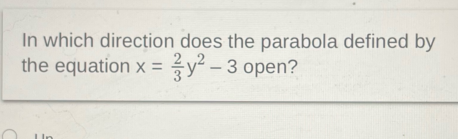In which direction does the parabola defined by